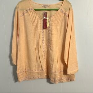 Rose &Thyme size 1 x Peach‎ Women's Top. New 🆕 Linen  blend.